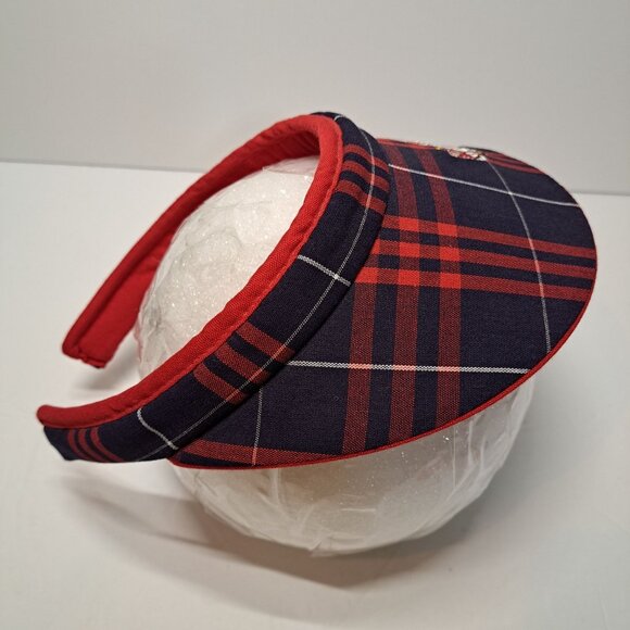 Old Carolina Golf Club Plaid Visor Headwear Red Navy Bluffton SC CLOSED COURSE - Picture 4 of 7